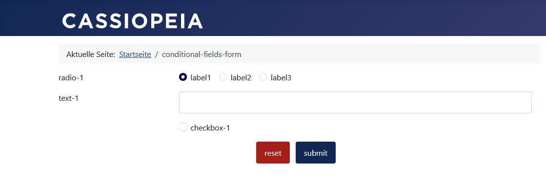 Formular mit erster Auswahl