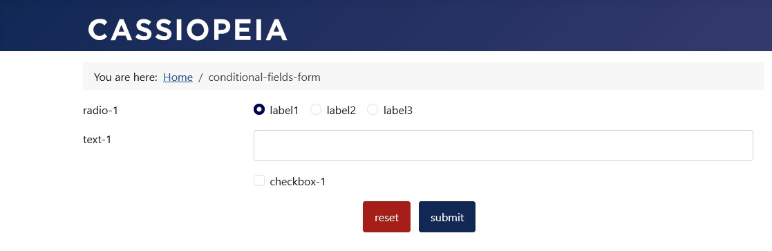 Form with first selection