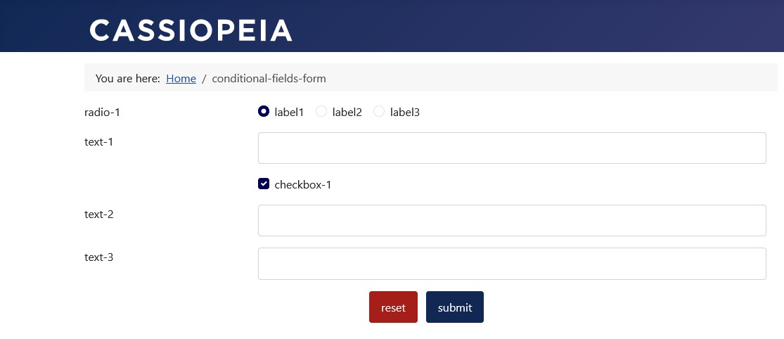 Form with second selection