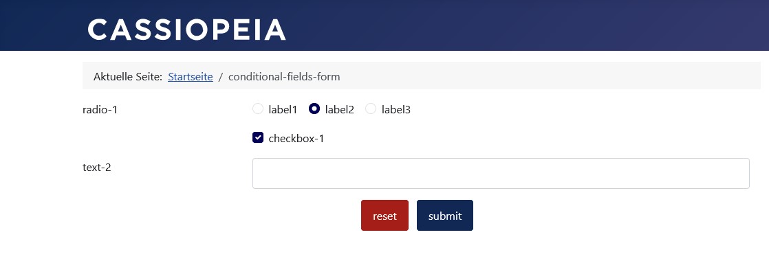 Formular mit dritter Auswahl