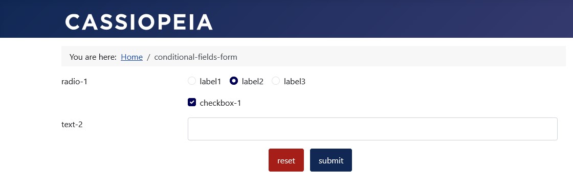 Form with third selection
