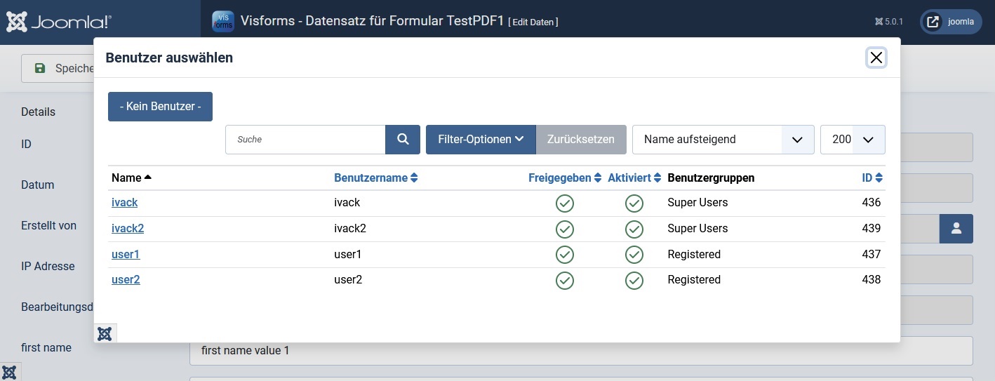 Schritt 4: Button-Klick auf das Benutzer-Icon zum Ändern der Benutzer-ID
