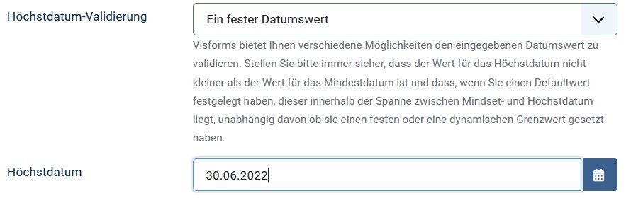Subscription options for date field validation
