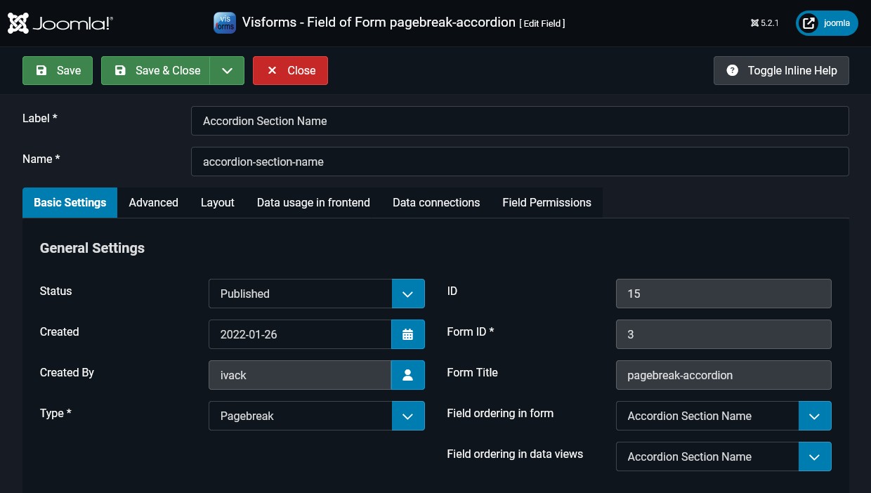 Field Type Page Break