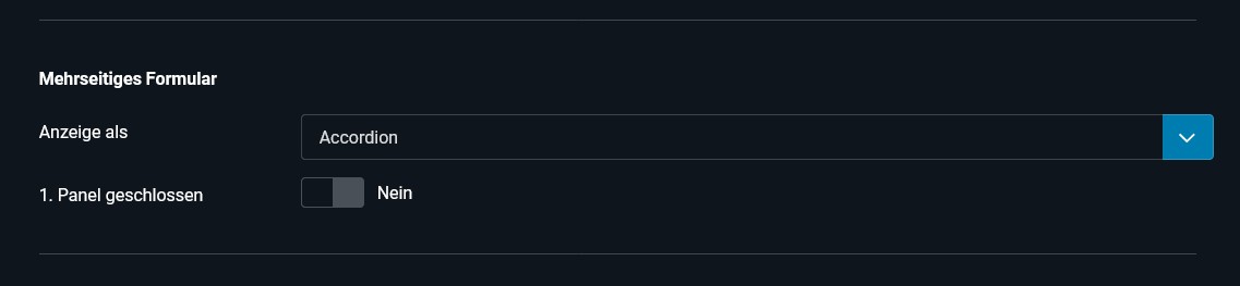 Formular Optionen für mehrseitige Formulare