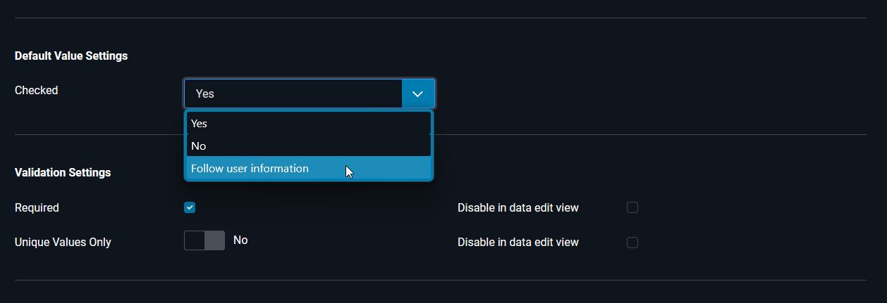 Setting the 'Follow User Information' Option