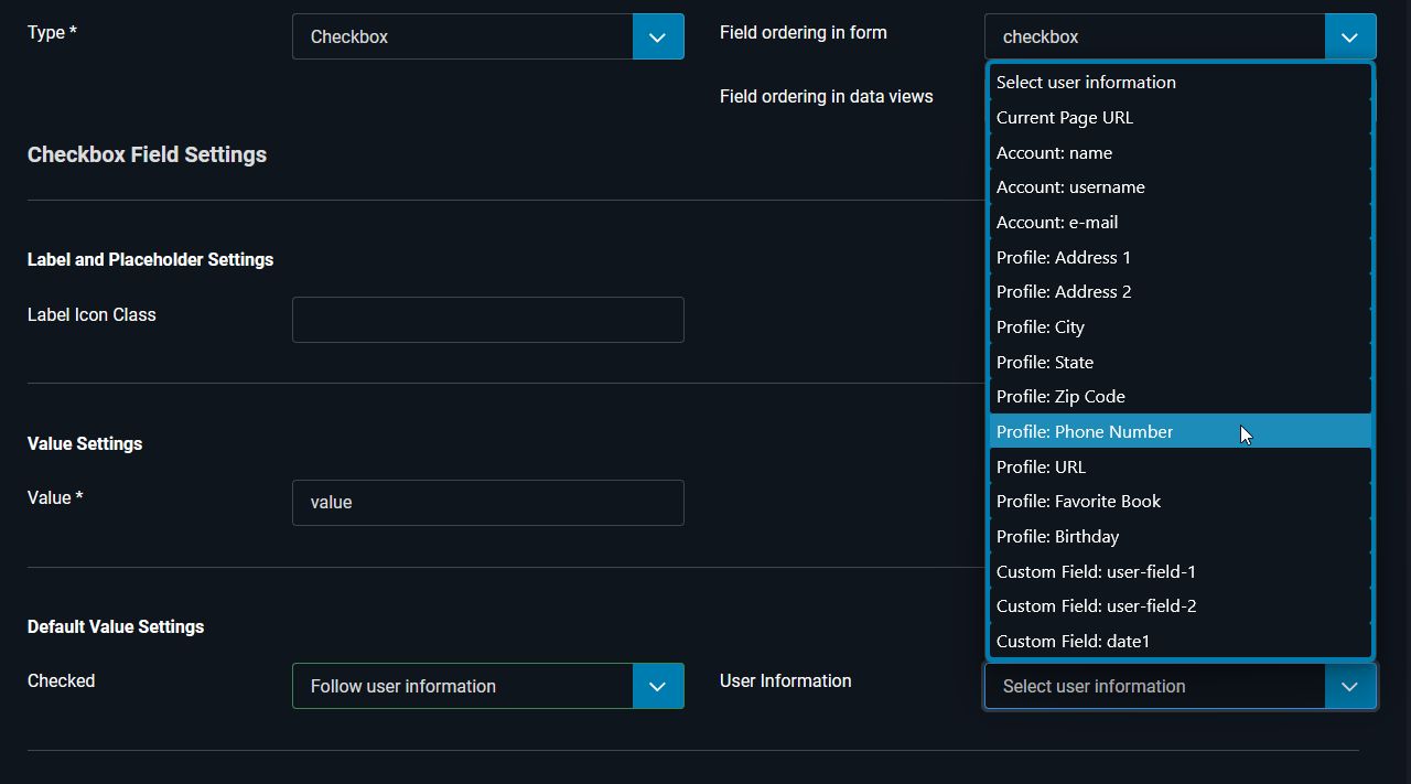 Supported User Management Fields