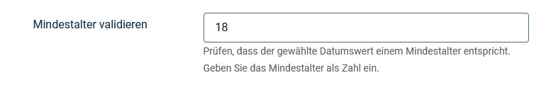 Validierung des Mindestalters