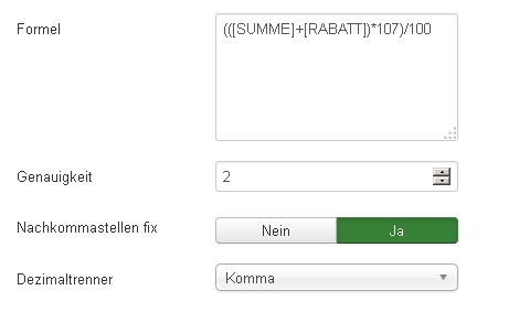 Formula with addition, multiplication and division