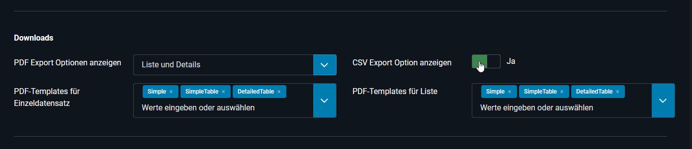 Formular-Konfiguration >> Reiter 'Datenanzeige im Frontend'