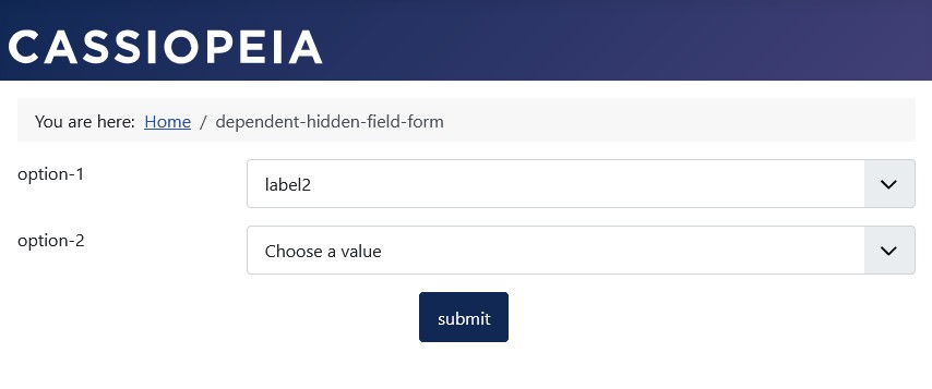 The user will make a selection in the conditional listbox field 'option-2'. The user will make a selection in the conditional listbox field 'option-2'.