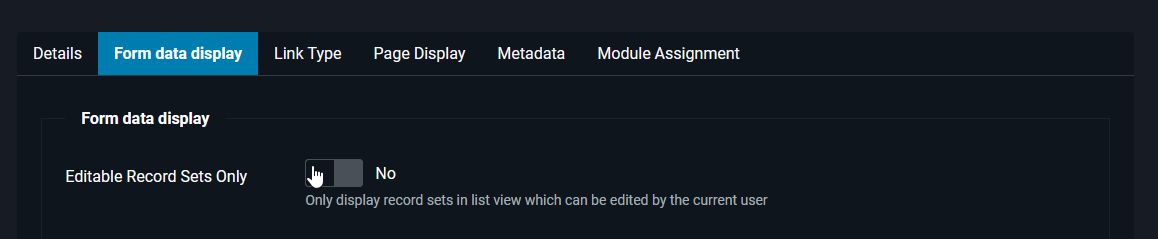 Menu configuration: Show all records.