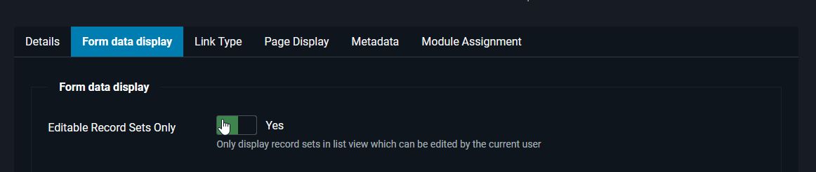 Menu configuration: Show only editable records.