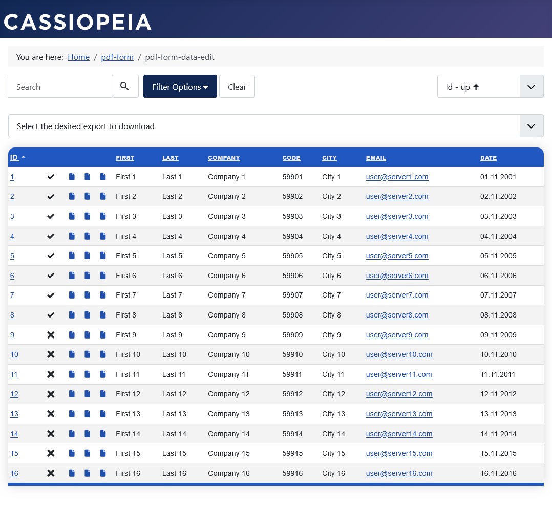 Data view in the frontend: Access right to change the data status of all data.