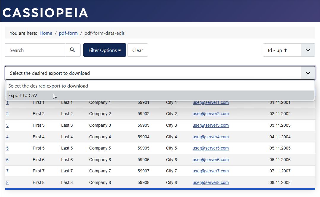 Data view in the frontend: CSV export access right.