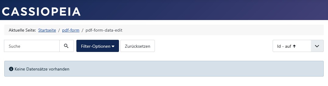 Datenansicht im Frontend: Nur editierbare Datensätze und keine Daten-Editieren-Rechte.