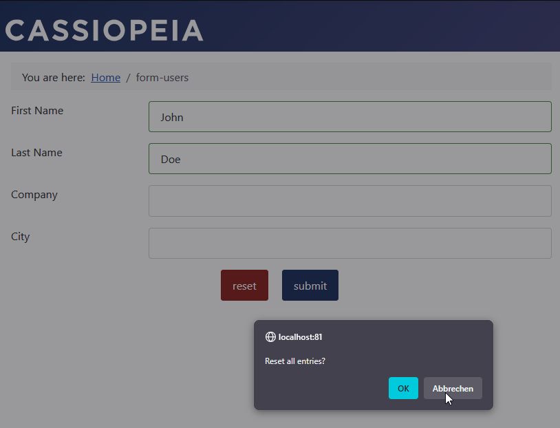 Reset button with query