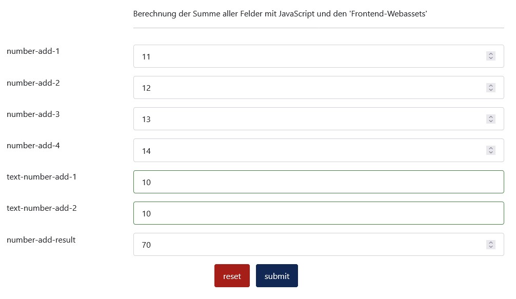 Summe von vielen Feldern berechnen und anzeigen.