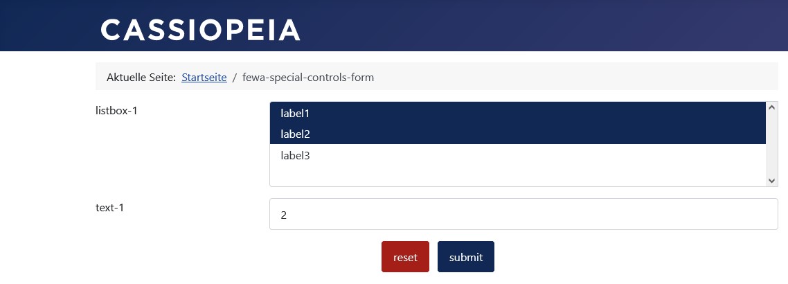The form: 2 options selected