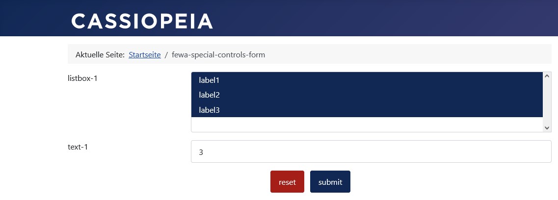 The form: 3 options selected