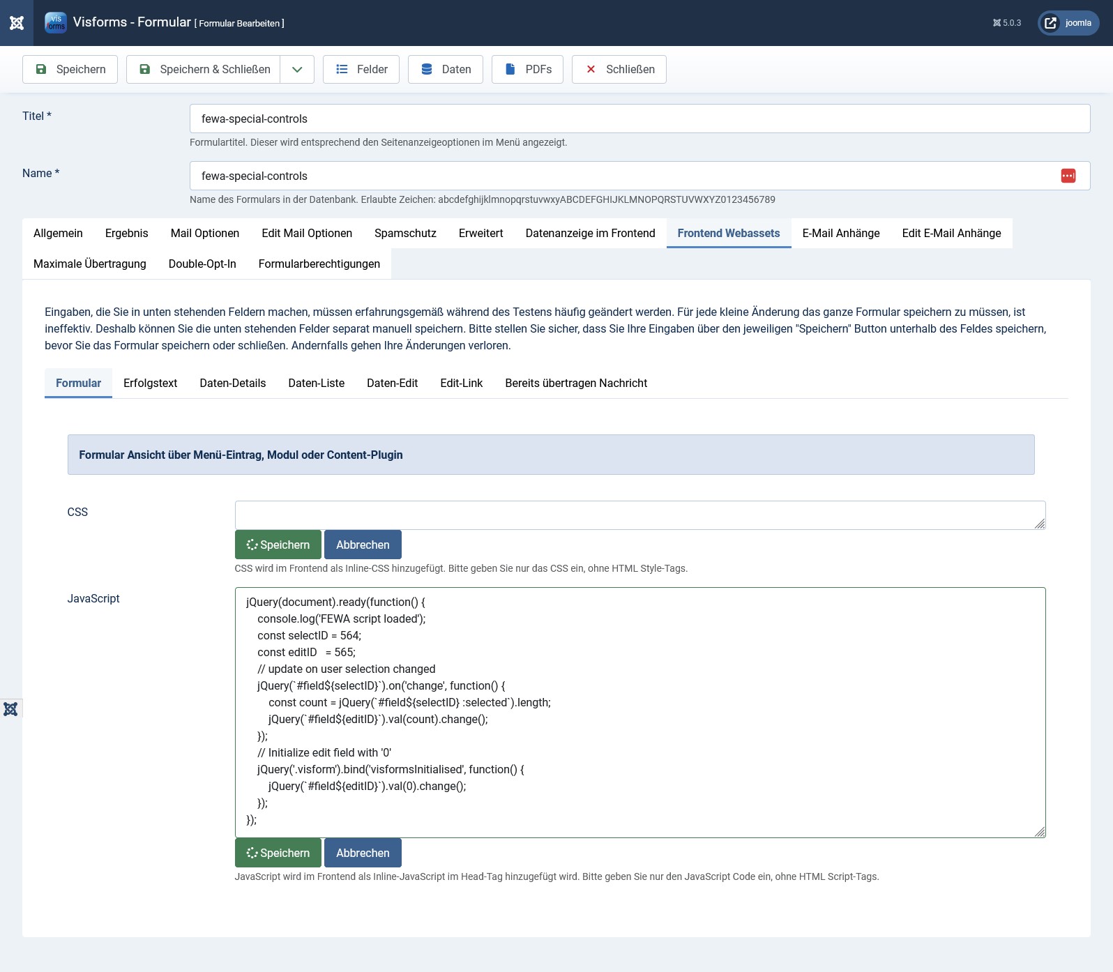 Die Formular-Konfiguration
