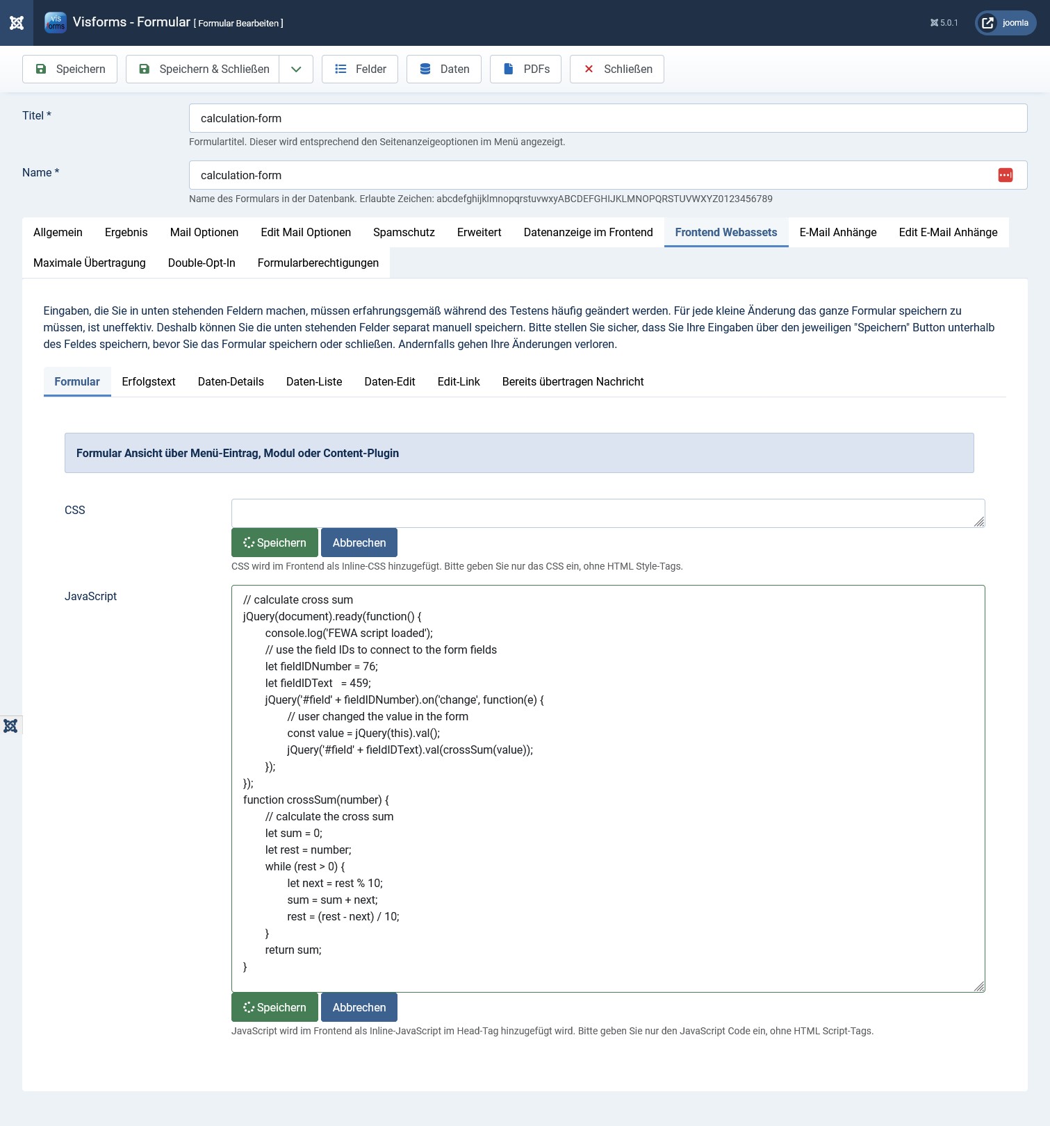 Die Formular-Konfiguration