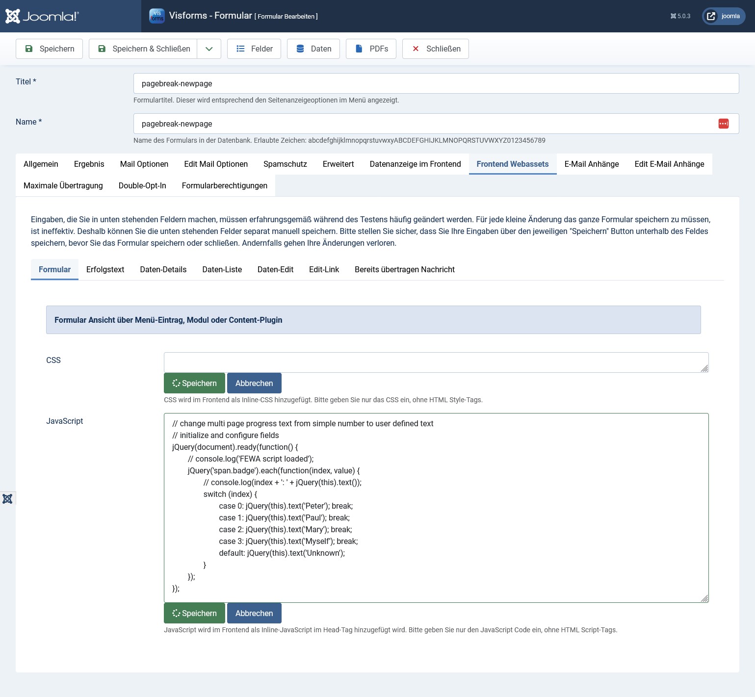 Die Formular-Konfiguration