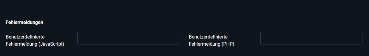 Benutzerdefinierte Fehlermeldungen