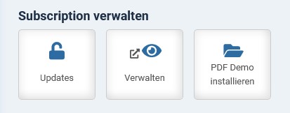Subscription verwalten: Klick auf die Kachel 'PDF Demo installieren'