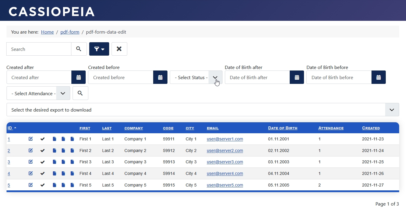 Status Filter for Data Editing