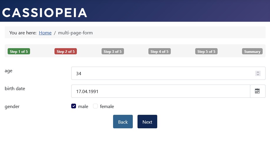 Centered button alignment on a middle page
