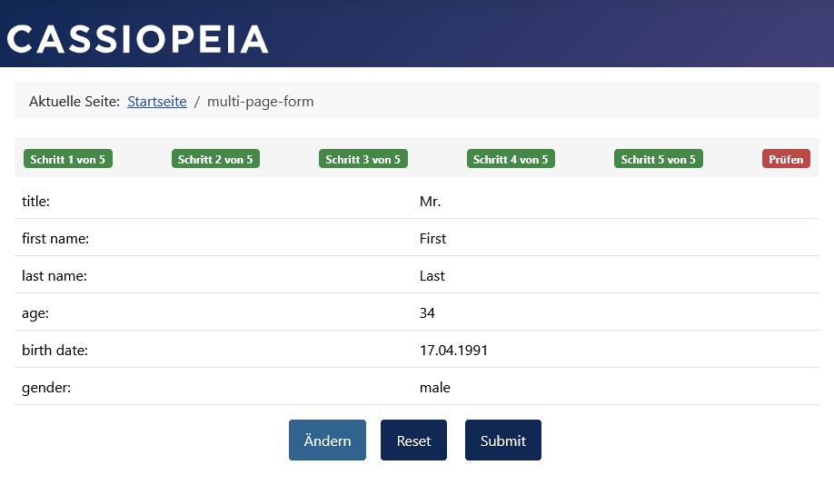 Zentrierte  Button Ausrichtung auf der Zusammenfassung