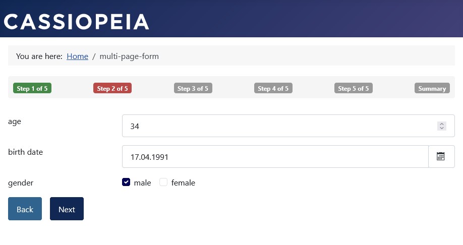 Left button alignment on a middle page