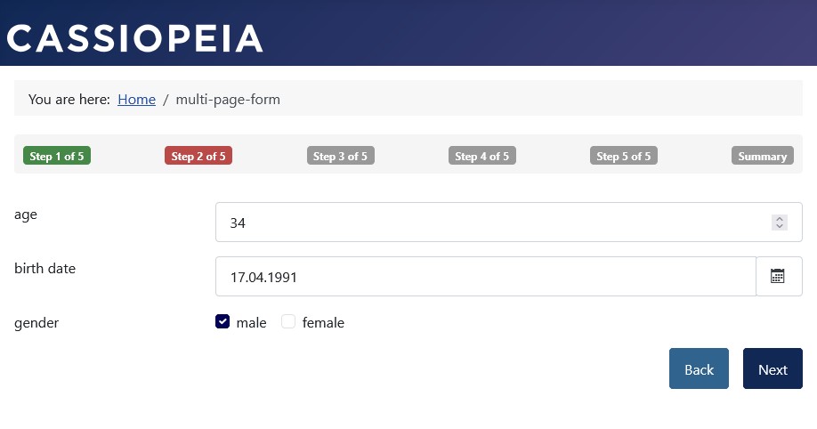 Right button alignment on a middle page