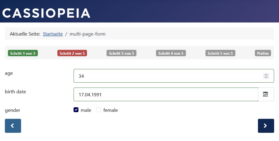 Default Button Ausrichtung auf einer mittleren Seite