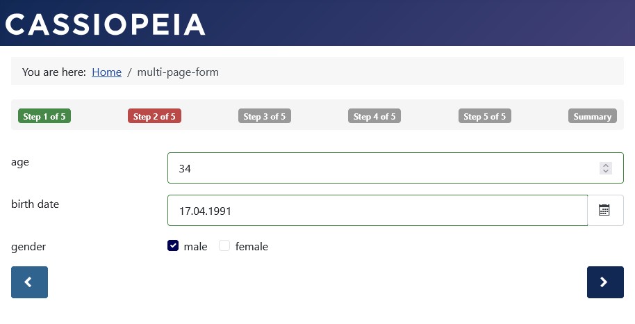 Default button alignment on a middle page