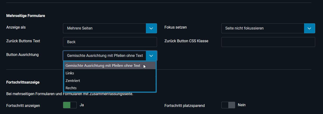 Default Button Ausrichtung 'Gemischte Ausrichtung mit Pfeilen ohne Text'