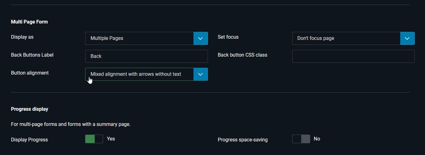 Form Options for Multi-Page Forms