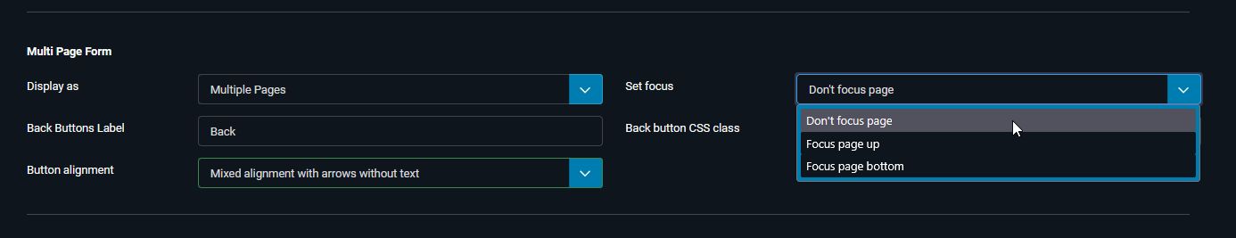 Form focus after switching to a new page