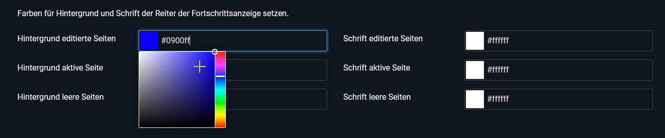 Farbauswahl der Fortschrittsanzeige