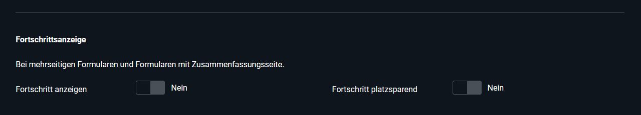 Formular-Konfiguration ohne Fortschrittsanzeige