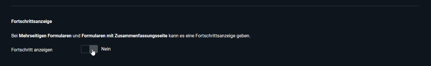 Formular-Konfiguration ohne Fortschrittsanzeige