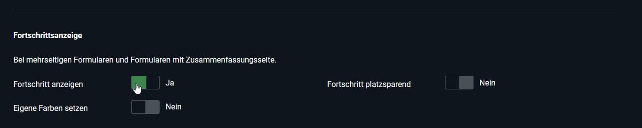 Formular-Konfiguration mit Fortschrittsanzeige