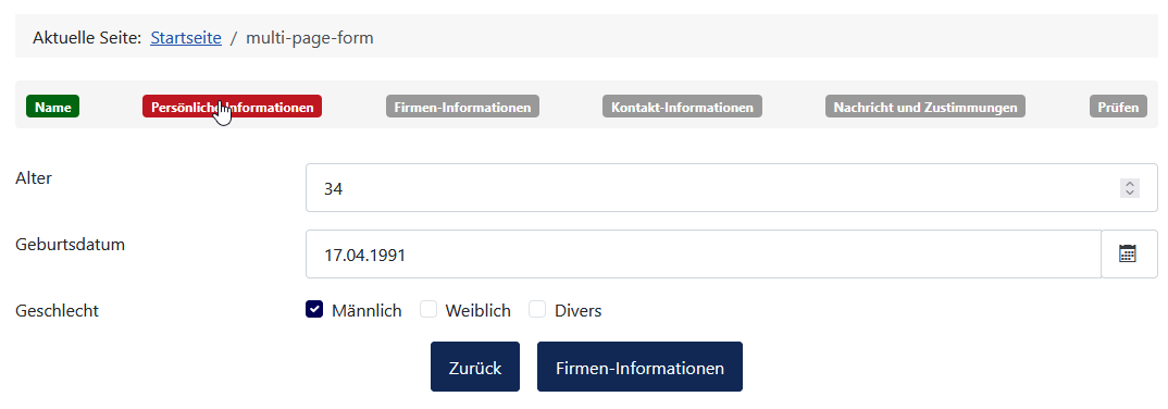 Navigation durch Klick auf Fortschrittsanzeige