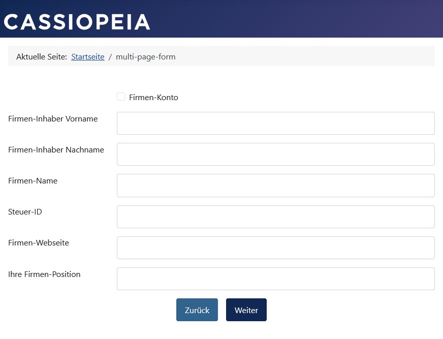 Formular ohne Fortschrittsanzeige