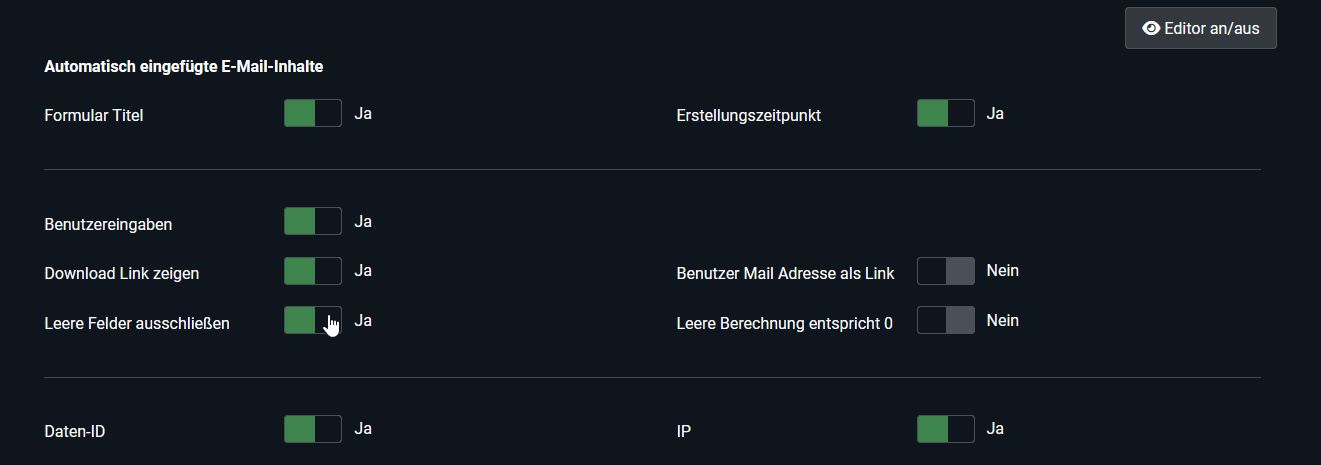 Vermeidung bei den automatisch eingefügten E-Mail-Inhalten