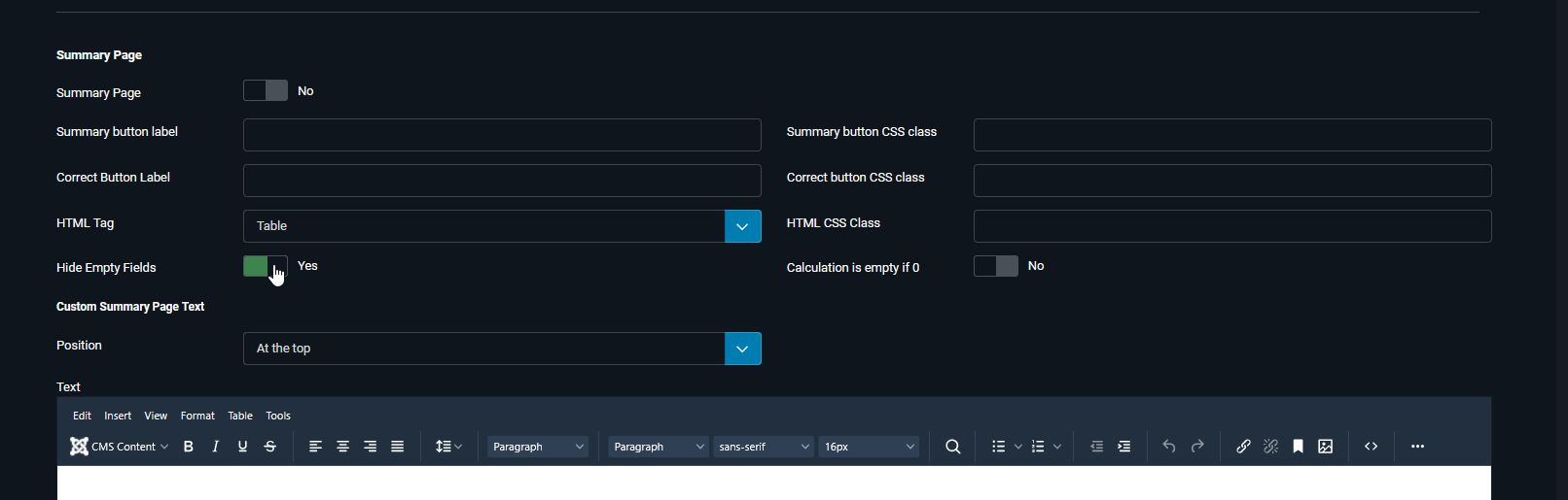 Avoidance on the summary page in the form
