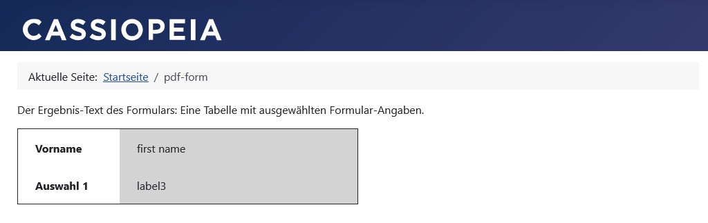 Formular-Ergebnistext mit Vermeidung