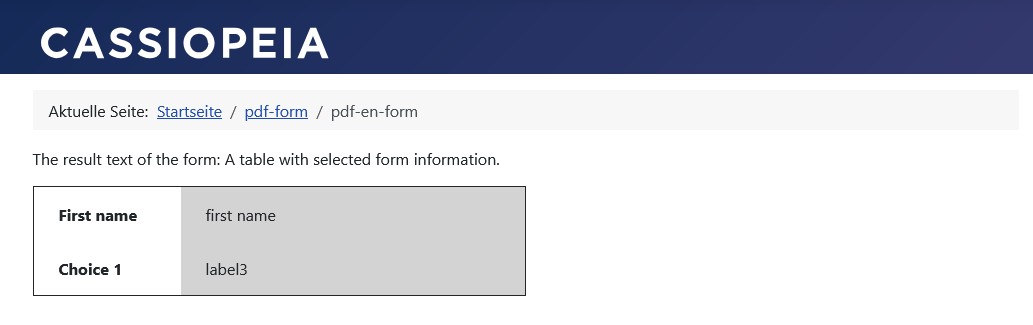 Form result text witt avoidance