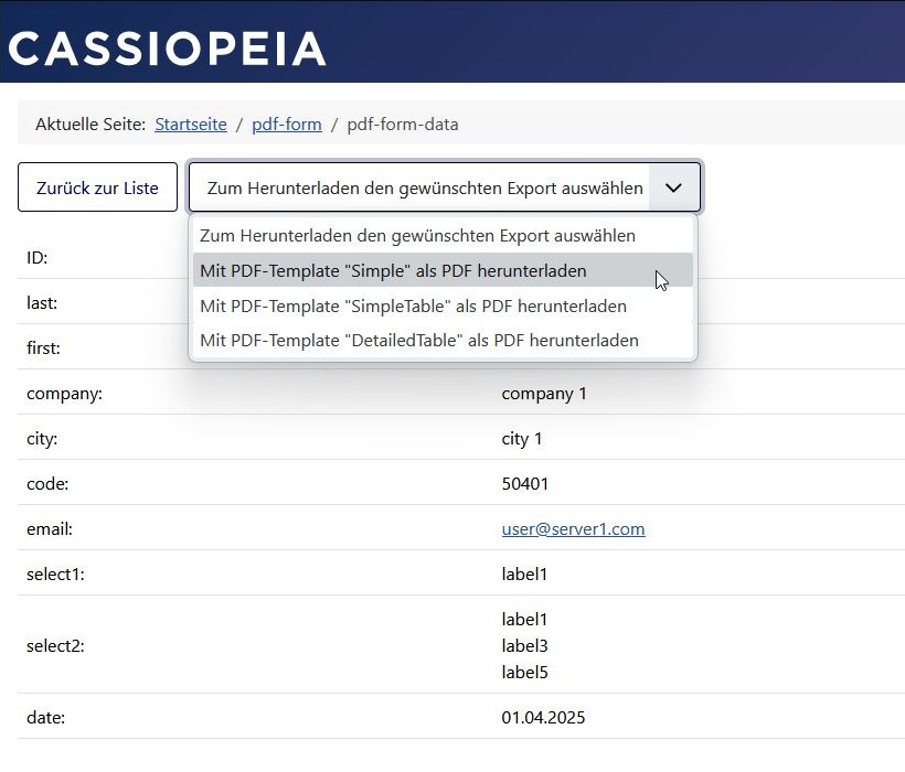 PDF templates for individual data sets